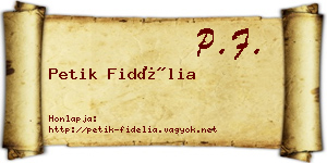 Petik Fidélia névjegykártya